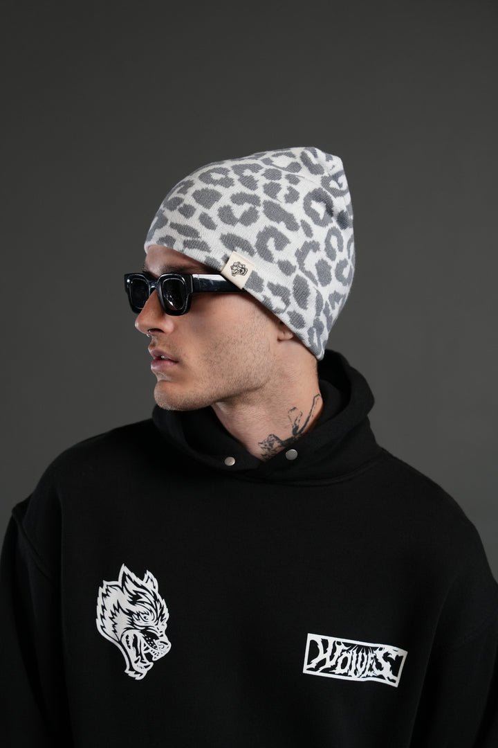 Wolf Patch V2 Cap Beanie in White/Wolf Gray