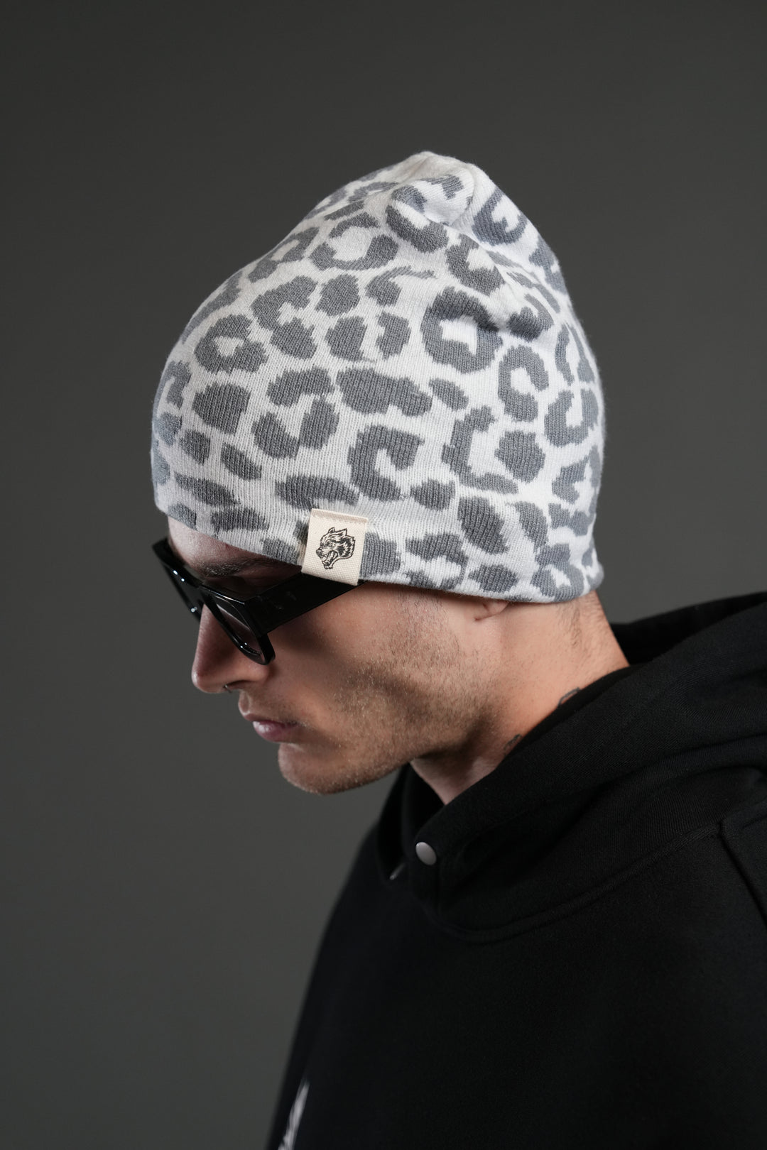 Wolf Patch V2 Cap Beanie in White/Wolf Gray