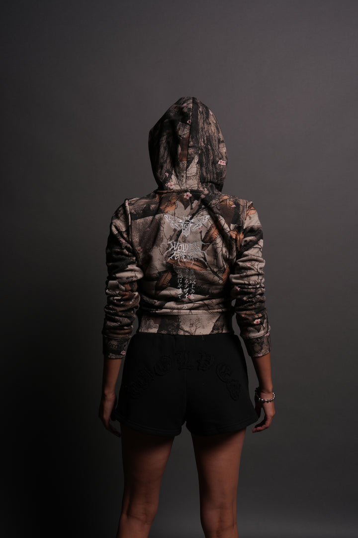 Moth Kanji "Iris" Zip Up Hoodie in Cherry Blossom Woodland Camo