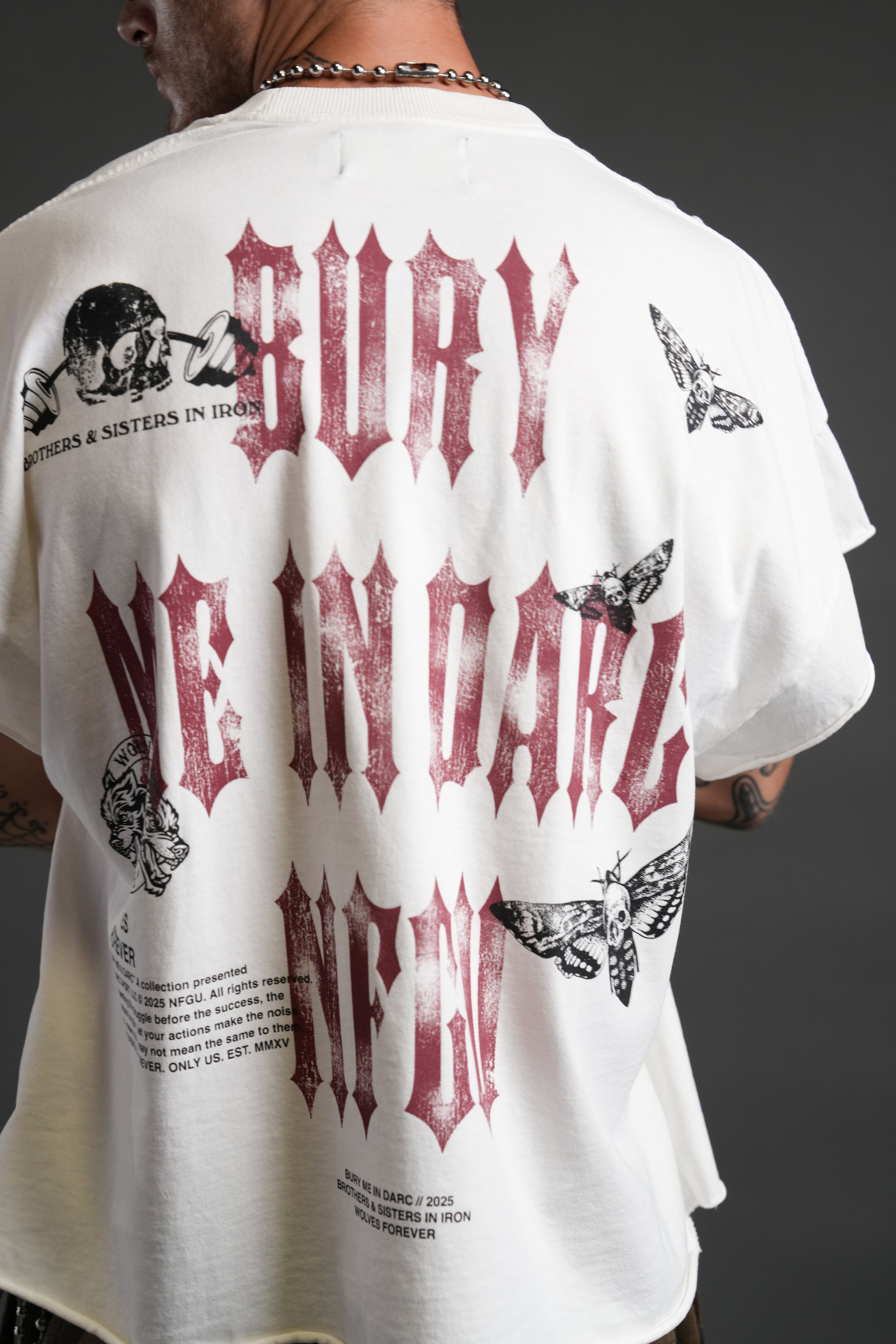 Bury Me in Darc Forever Grunge Cut-Off Tee in Cream