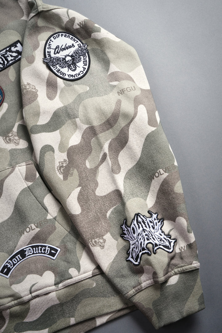 Darc Kulture Vex Double Zip Hoodie in DSVD Green Camo