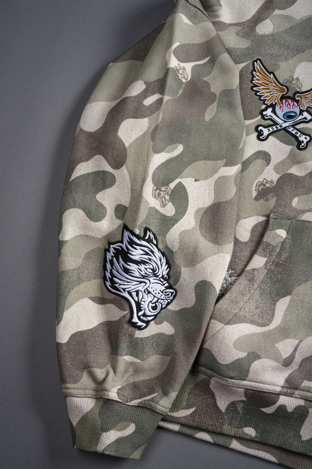Darc Kulture Vex Double Zip Hoodie in DSVD Green Camo