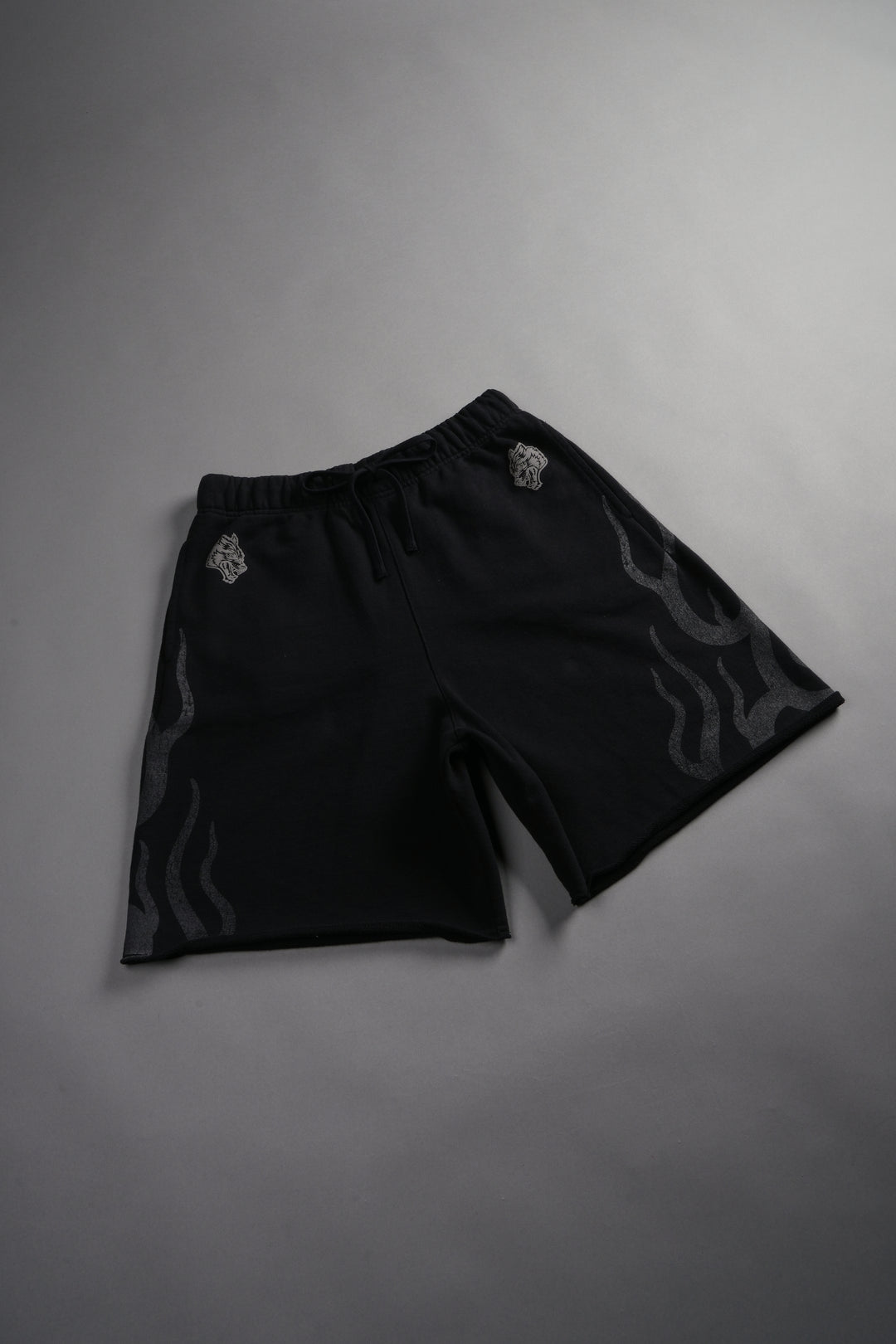 Fight Or Flight Grunge Oversized Raw Hem Post Lounge Sweat Shorts in Black