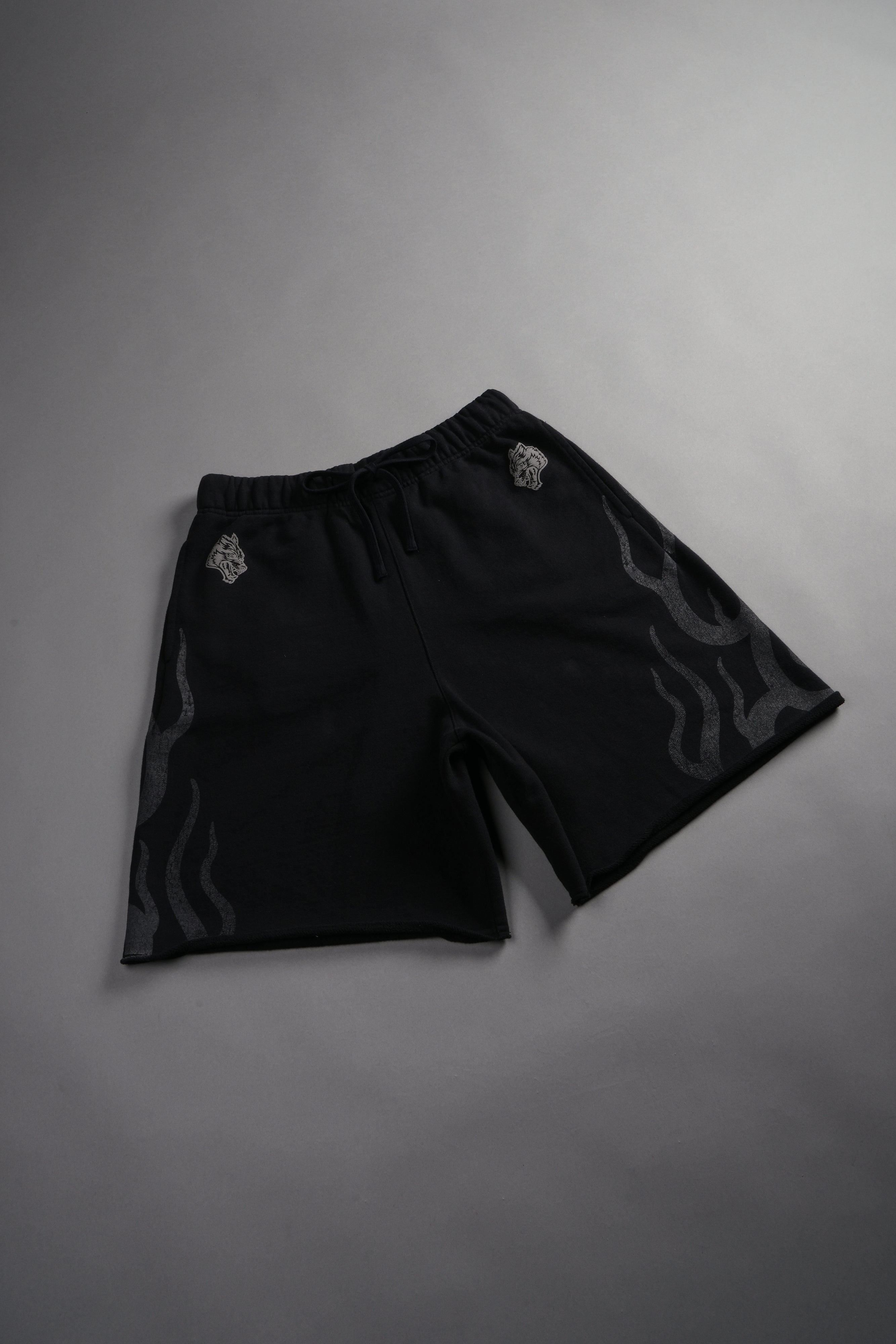 Fight Or Flight Grunge Oversized Raw Hem Post Lounge Sweat Shorts in Black
