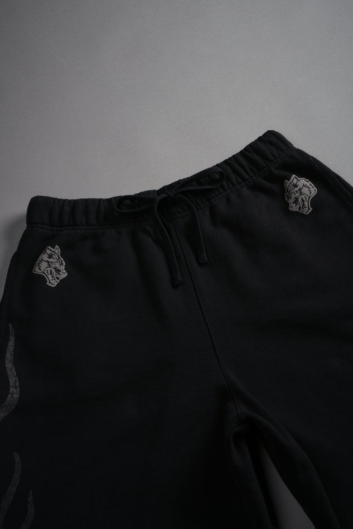 Fight Or Flight Grunge Oversized Raw Hem Post Lounge Sweat Shorts in Black