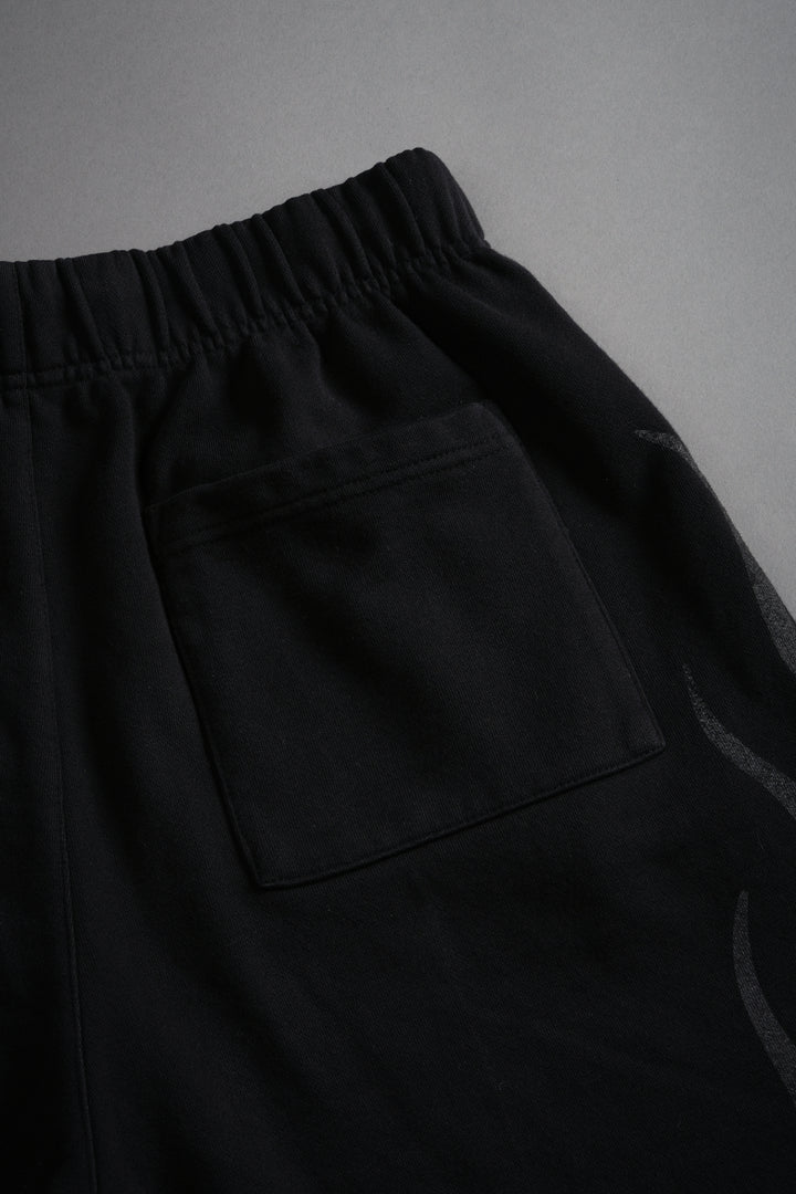 Fight Or Flight Grunge Oversized Raw Hem Post Lounge Sweat Shorts in Black