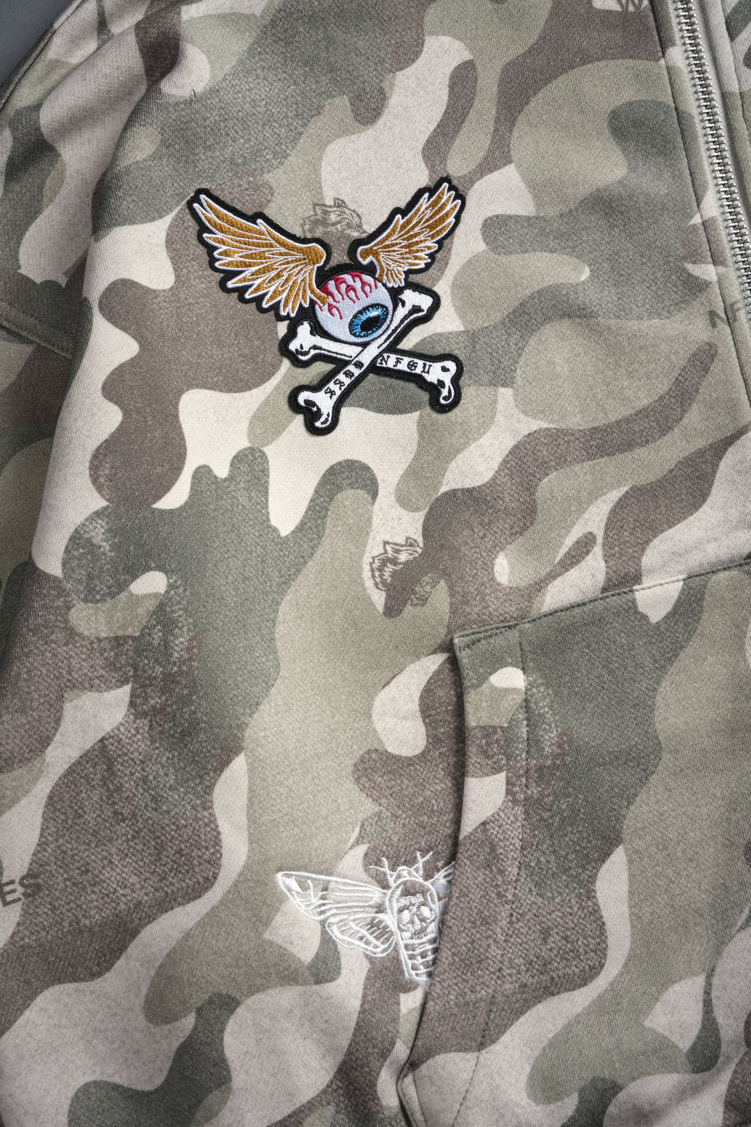 Darc Kulture Vex Double Zip Hoodie in DSVD Green Camo