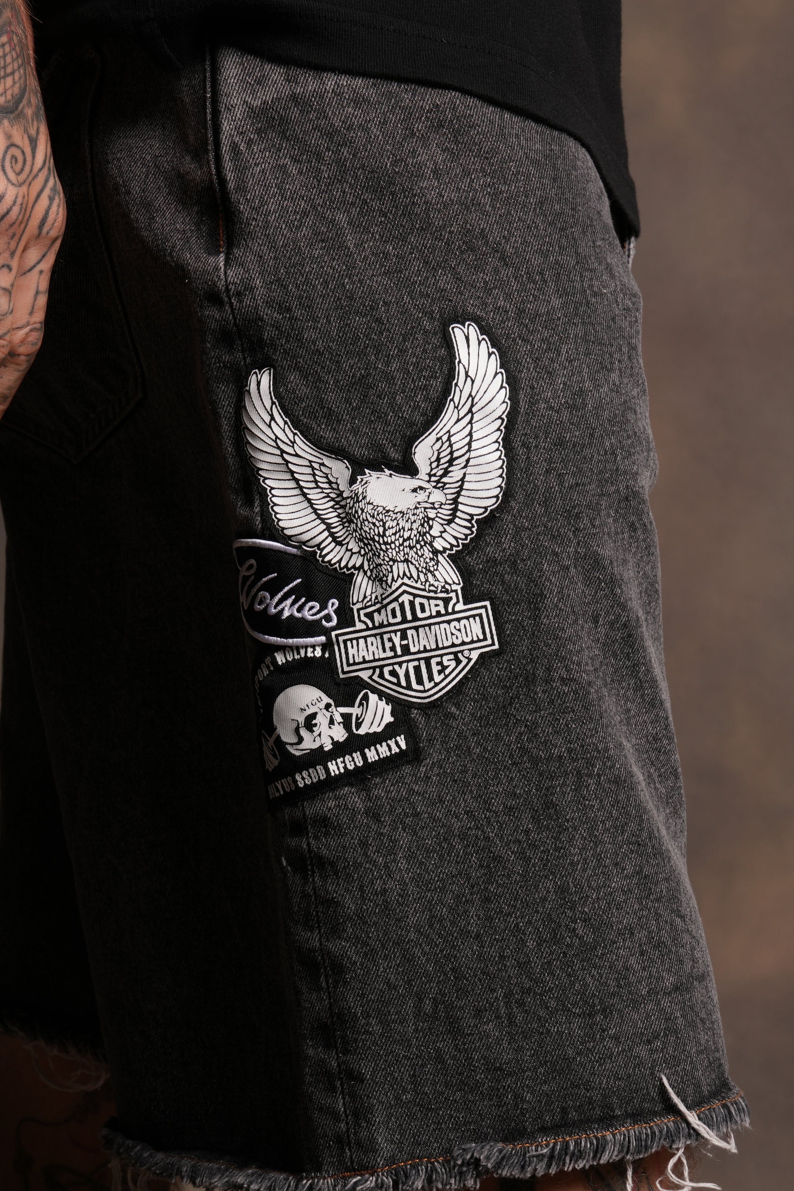 Brotherhood Ash Denim Jean Short in Black