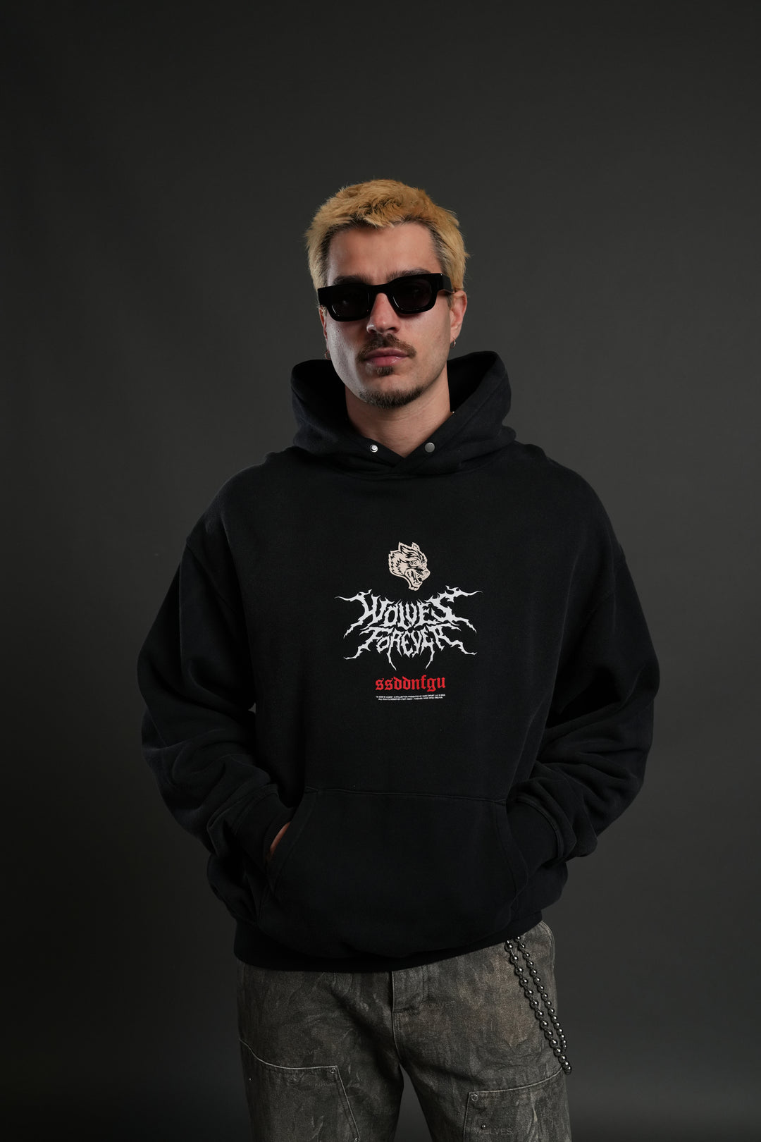 Mori Rose "Pierce" Hoodie in Black Drift Wash