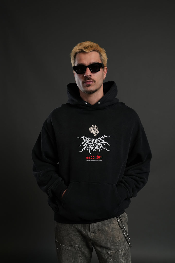 Mori Rose "Pierce" Hoodie in Black Drift Wash