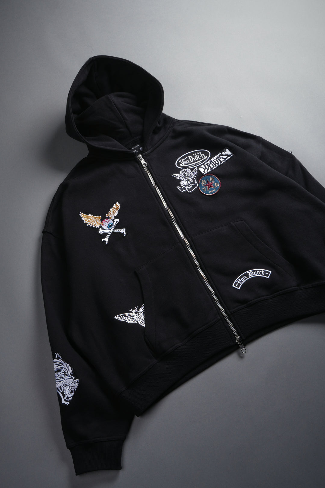 Darc Kulture Vex Double Zip Hoodie in Black