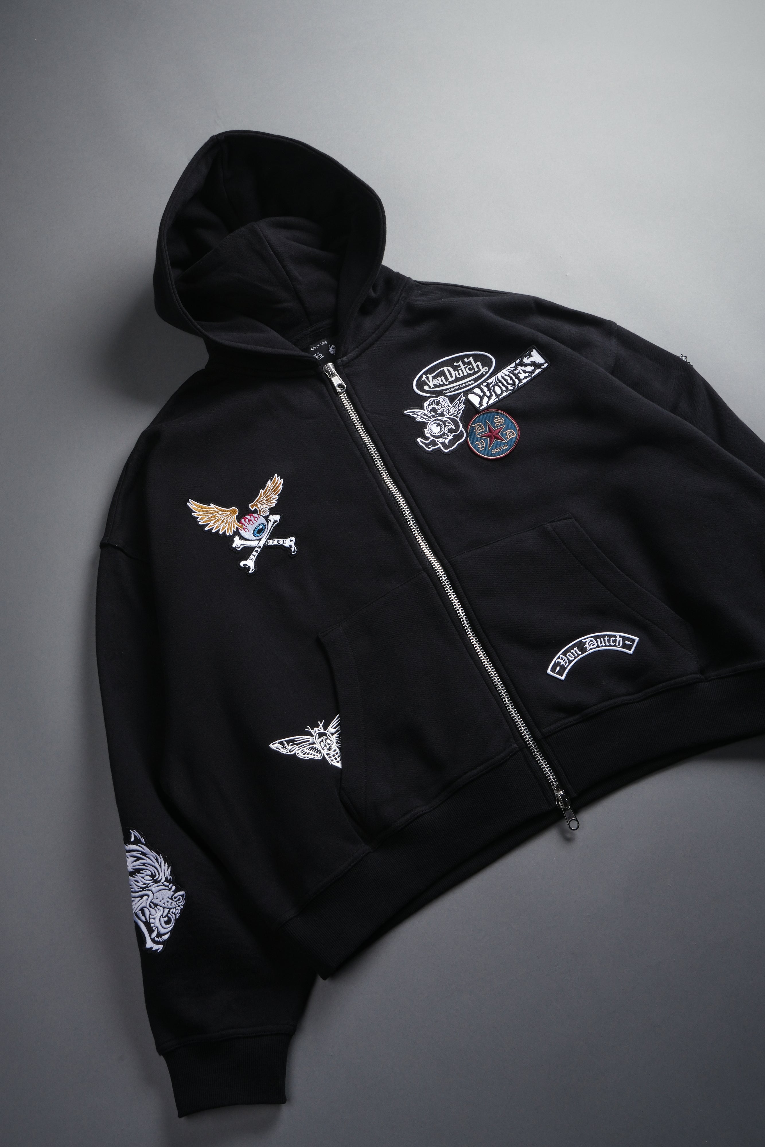 Darc Kulture Vex Double Zip Hoodie in Black