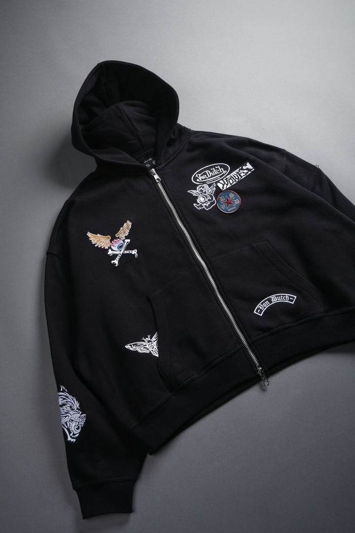 Darc Kulture Vex Double Zip Hoodie in Black