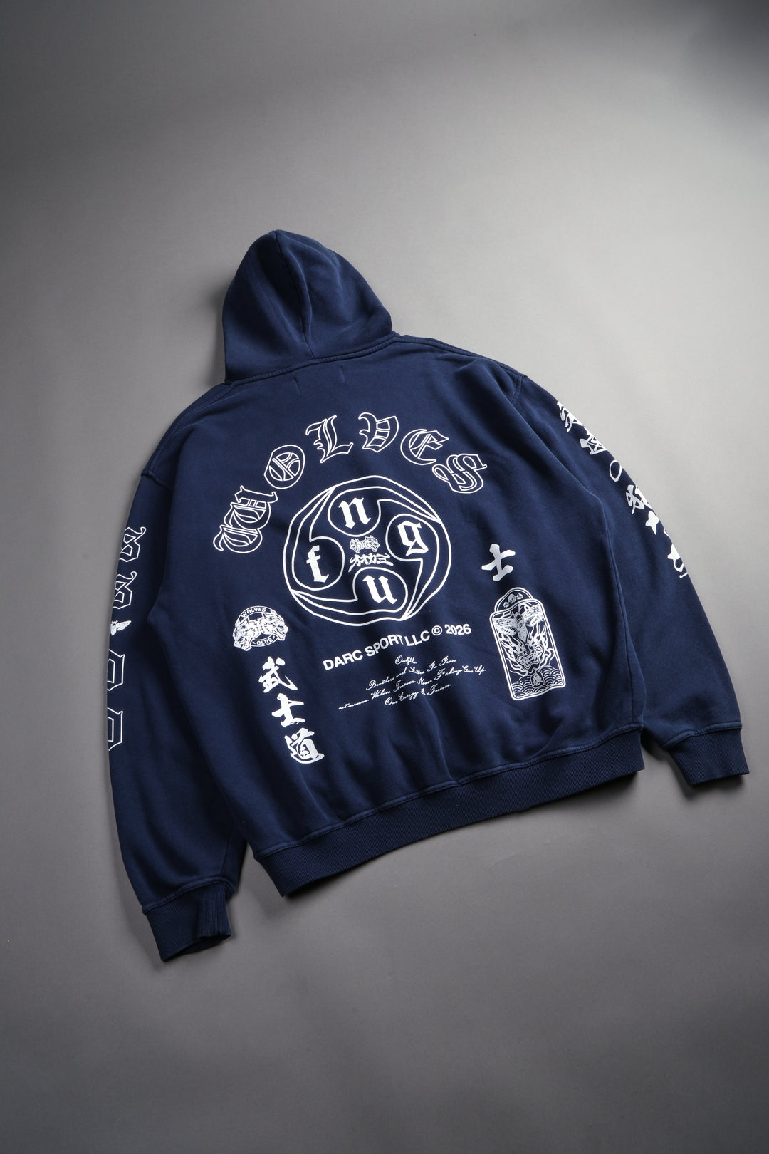 Kazoku Okami Bishop Hoodie in Navy