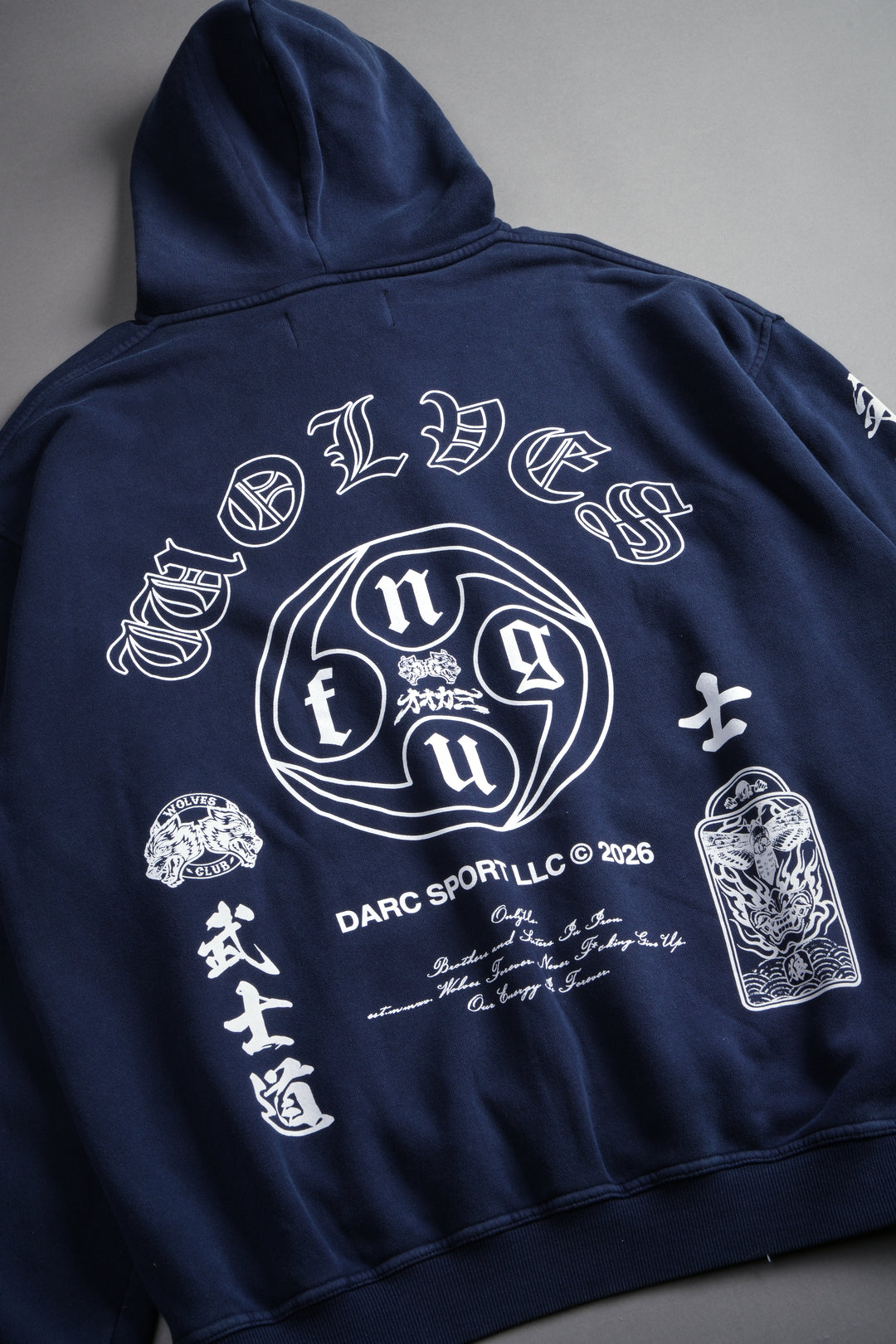 Kazoku Okami Bishop Hoodie in Navy