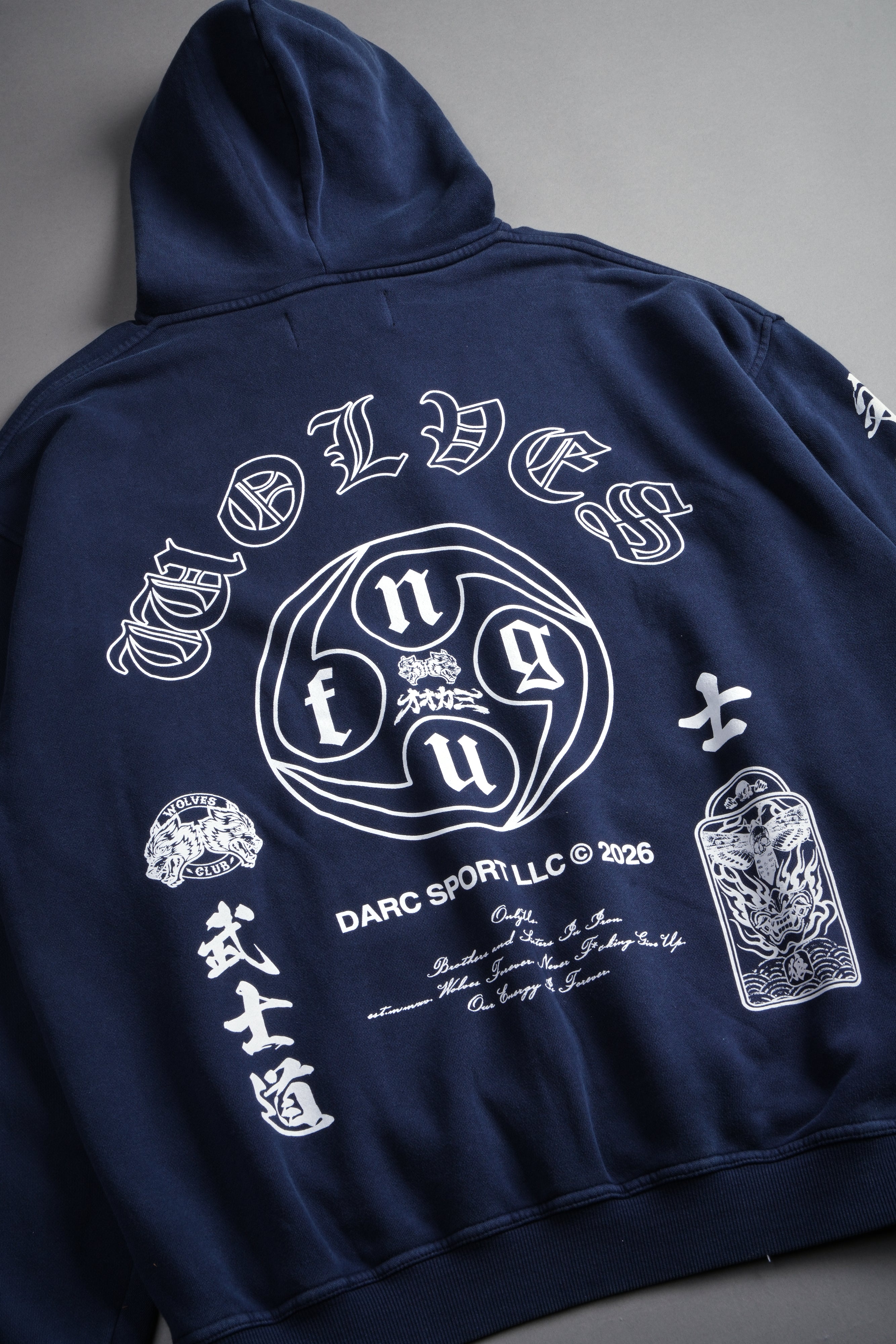Kazoku Okami Bishop Hoodie in Navy