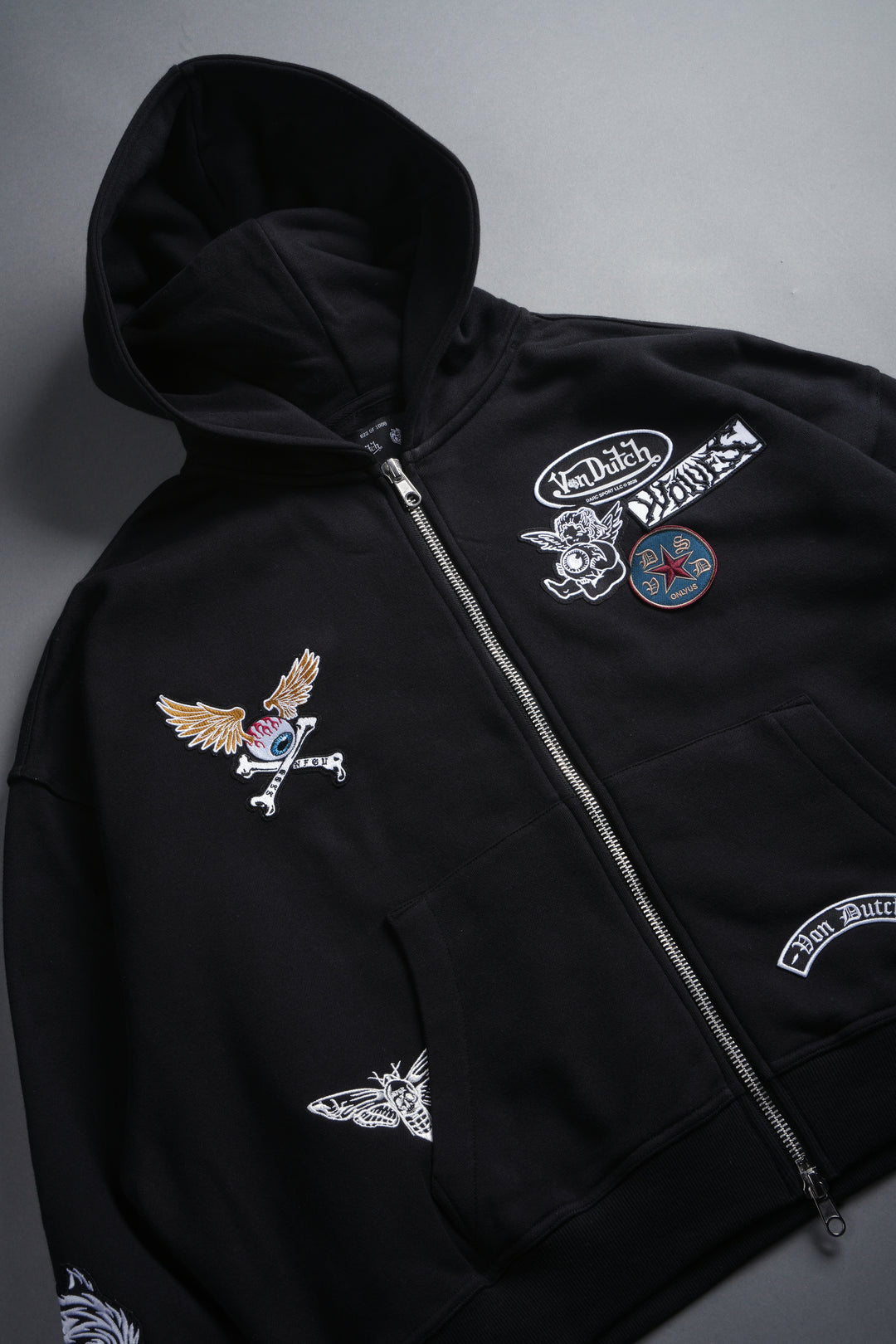 Darc Kulture Vex Double Zip Hoodie in Black