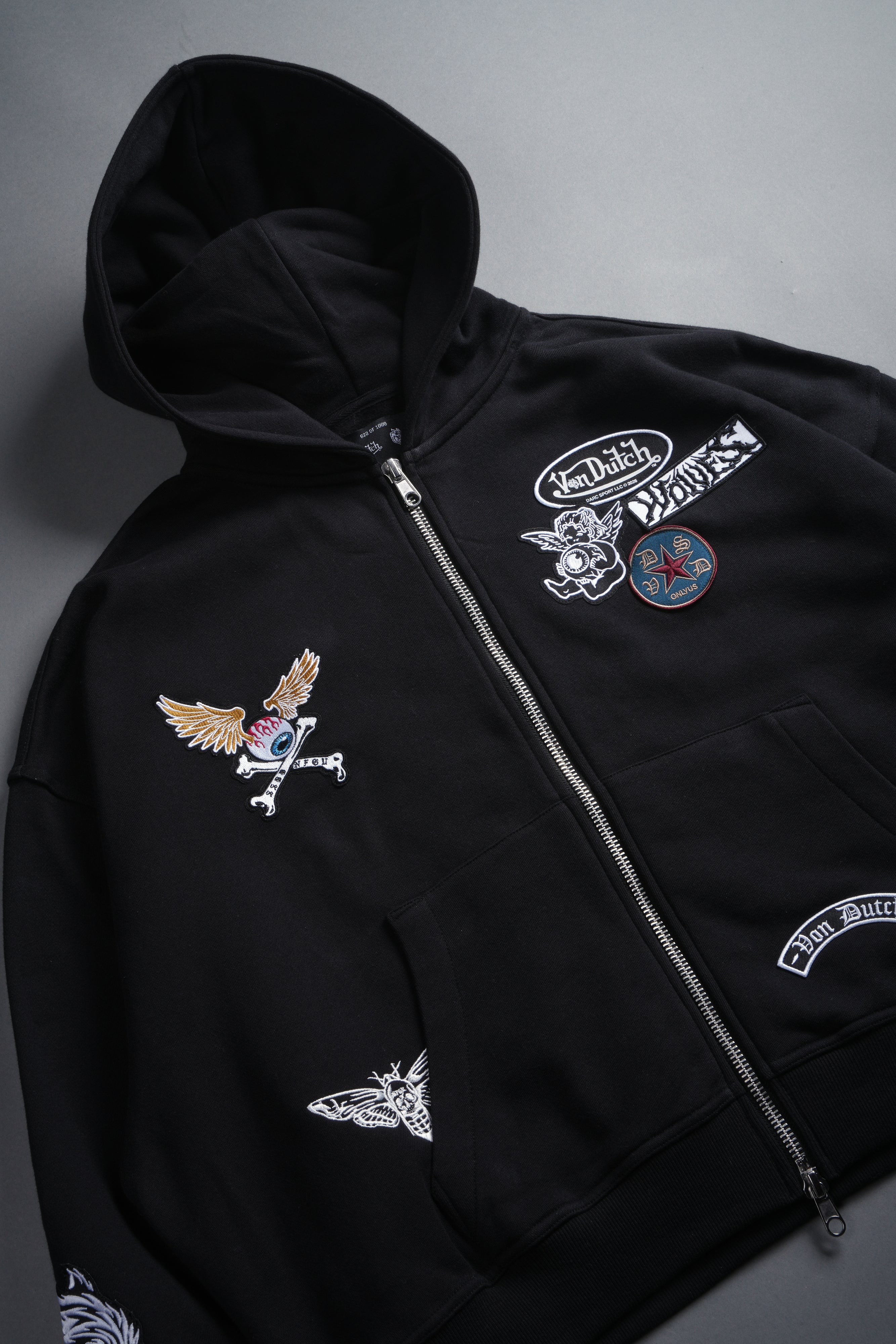 Darc Kulture Vex Double Zip Hoodie in Black