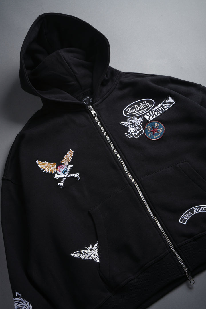 Darc Kulture Vex Double Zip Hoodie in Black