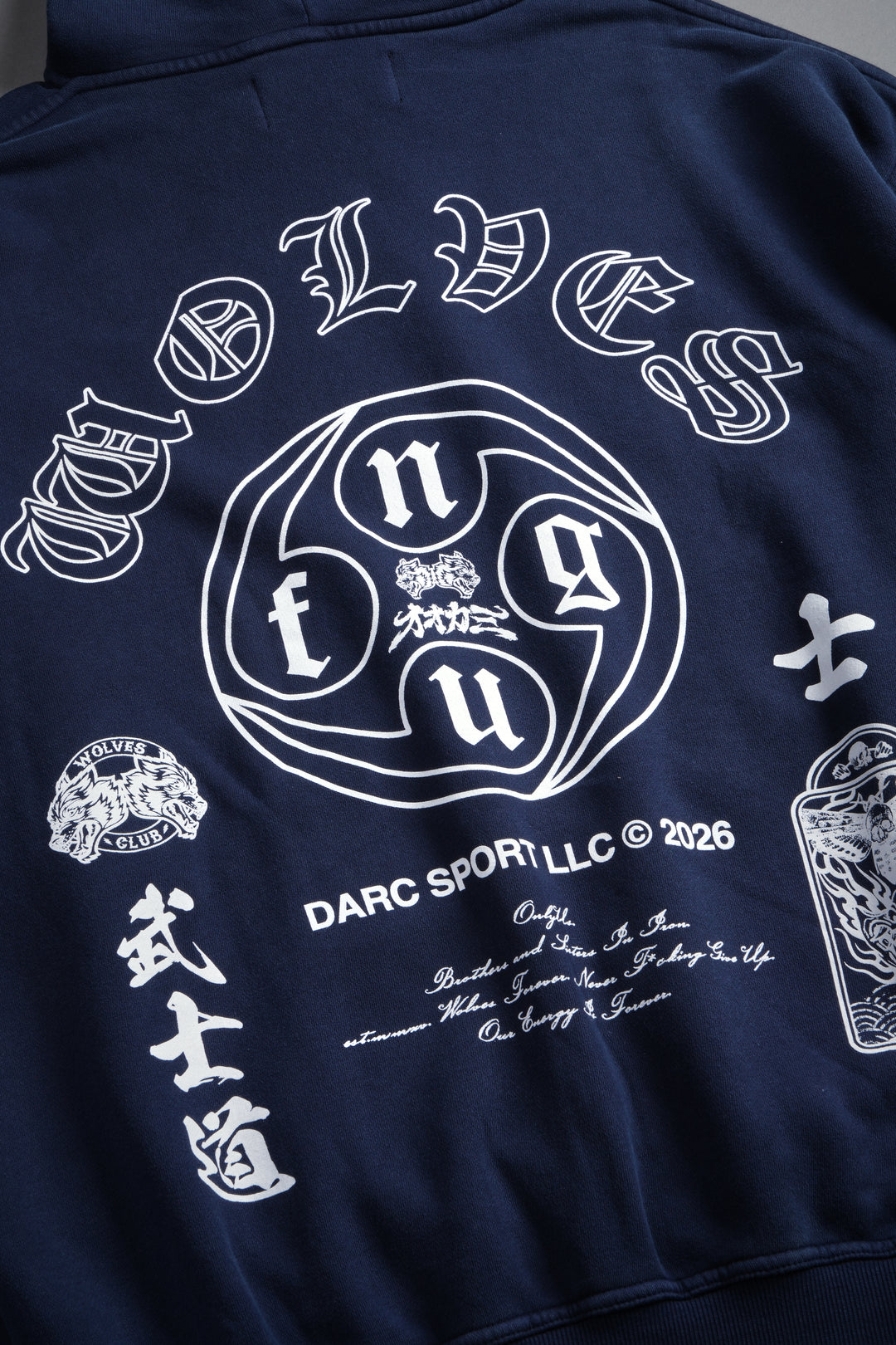 Kazoku Okami Bishop Hoodie in Navy