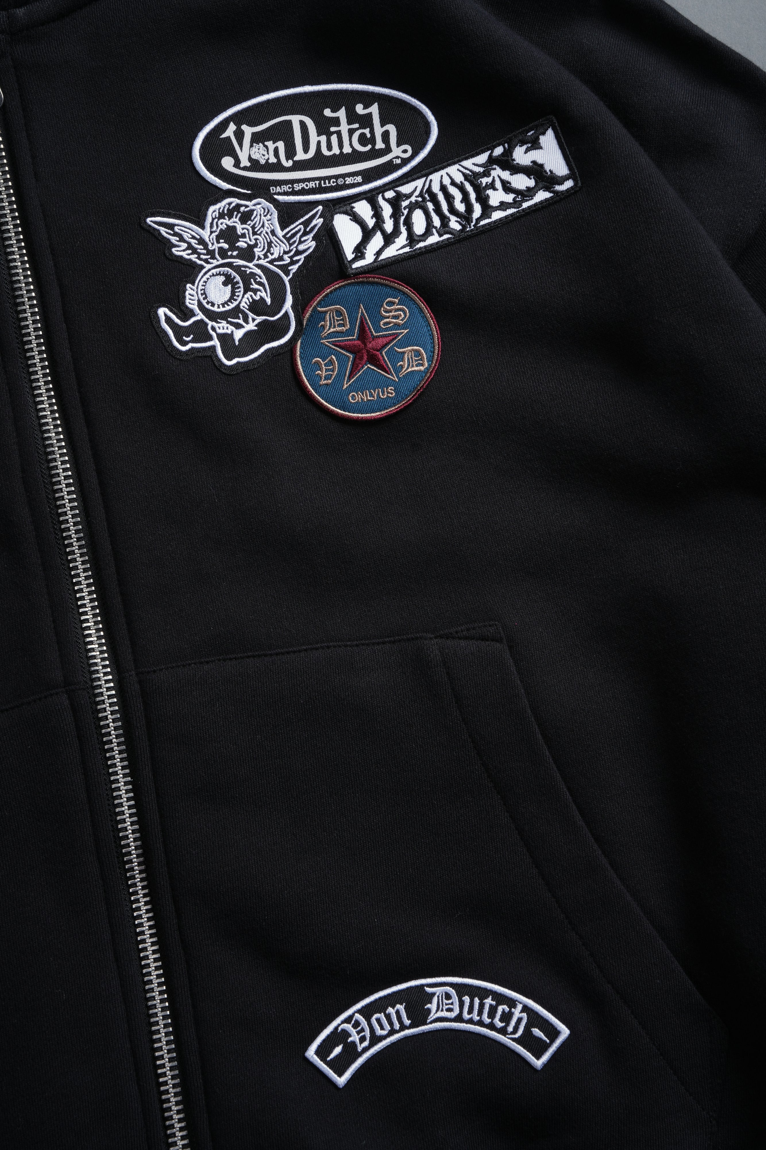 Darc Kulture Vex Double Zip Hoodie in Black