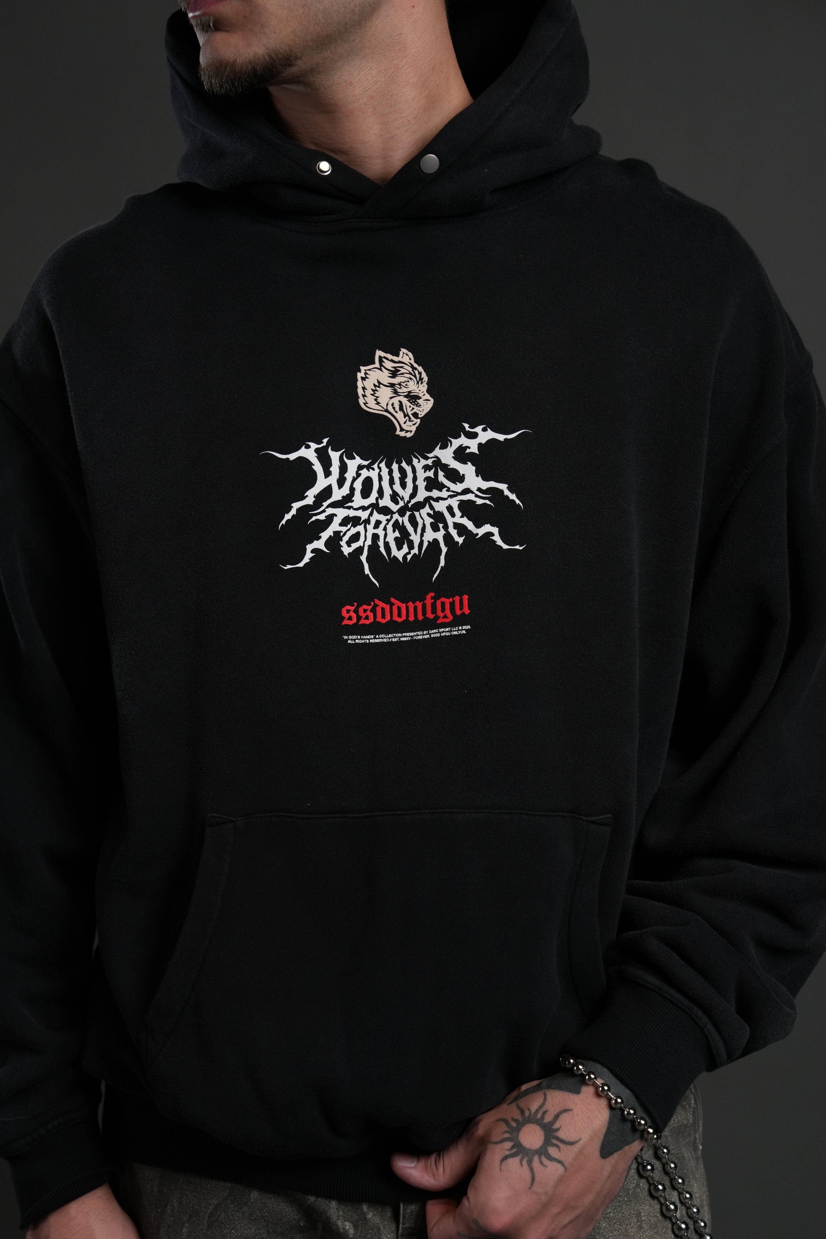 Mori Rose "Pierce" Hoodie in Black Drift Wash