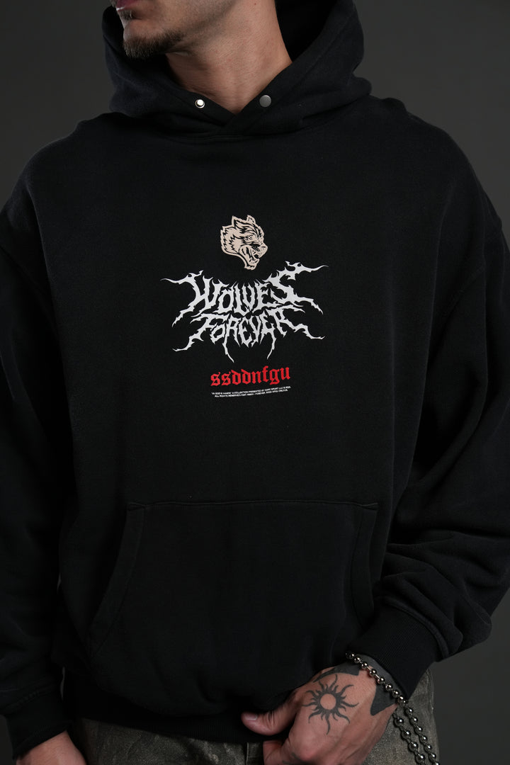 Mori Rose "Pierce" Hoodie in Black Drift Wash