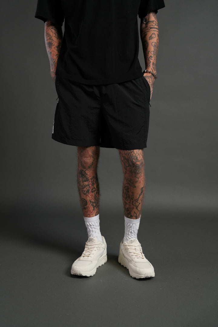 Midnight Wolves Remind Track Shorts in Black/Black