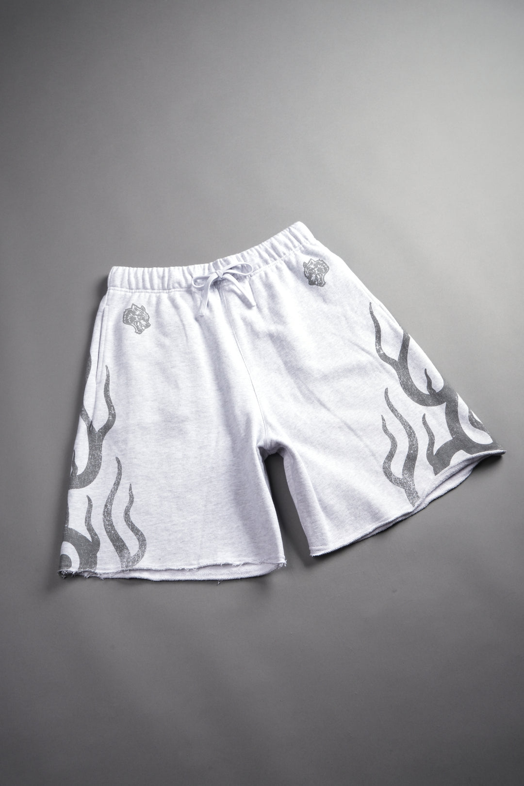 Fight Or Flight Grunge Oversized Raw Hem Post Lounge Sweat Shorts in Super Light Athletic Gray