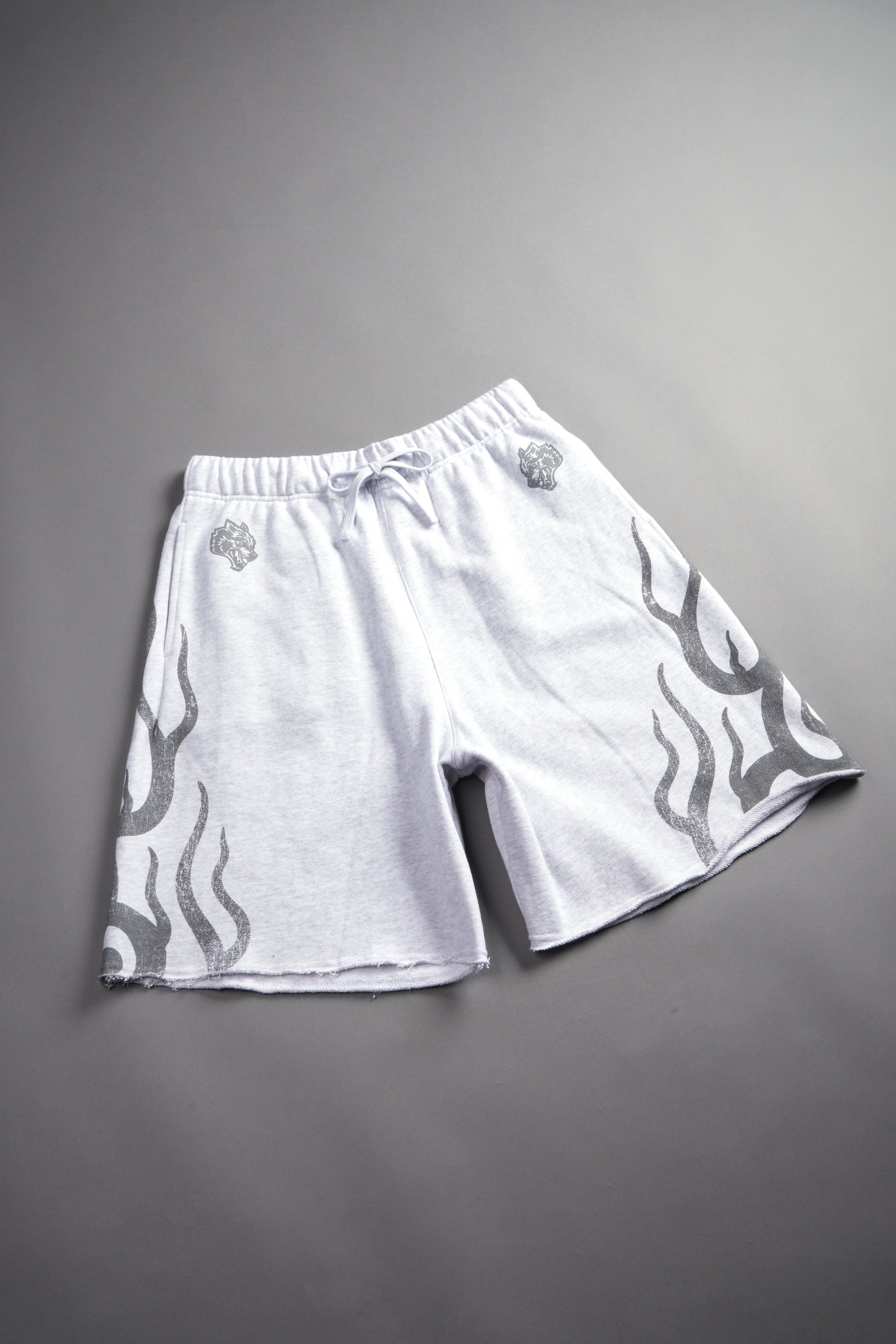 Fight Or Flight Grunge Oversized Raw Hem Post Lounge Sweat Shorts in Super Light Athletic Gray