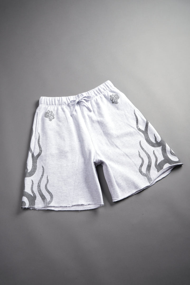 Fight Or Flight Grunge Oversized Raw Hem Post Lounge Sweat Shorts in Super Light Athletic Gray