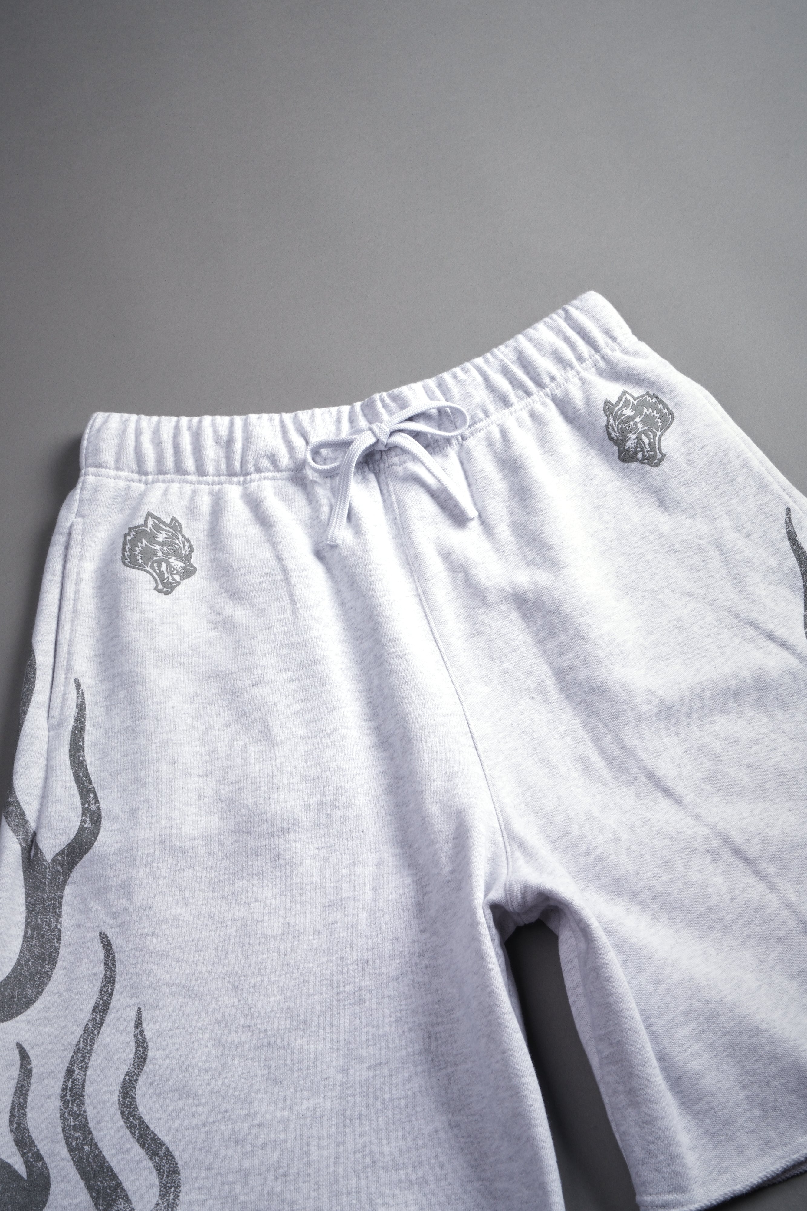 Fight Or Flight Grunge Oversized Raw Hem Post Lounge Sweat Shorts in Super Light Athletic Gray