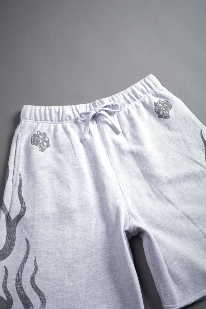 Fight Or Flight Grunge Oversized Raw Hem Post Lounge Sweat Shorts in Super Light Athletic Gray