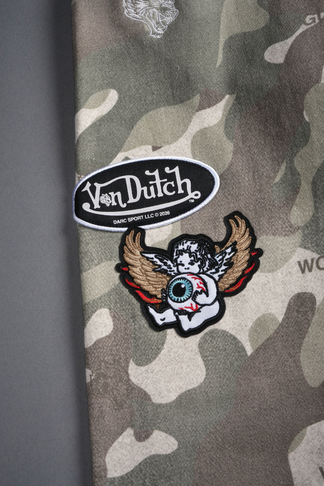 Darc Kulture Bigelow Cargo Sweat Pants in DSVD Green Camo