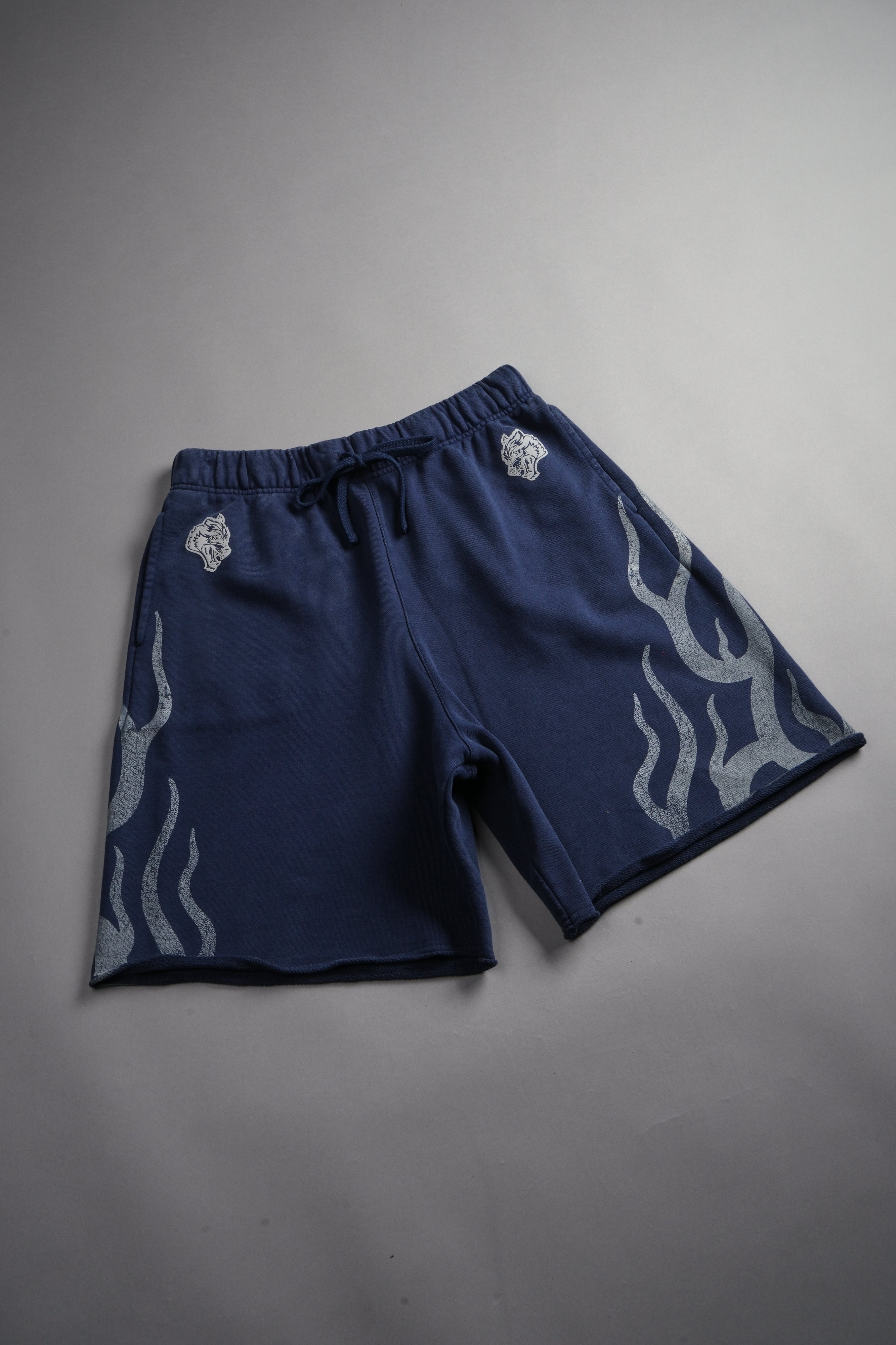 Fight Or Flight Grunge Oversized Raw Hem Post Lounge Sweat Shorts in Navy