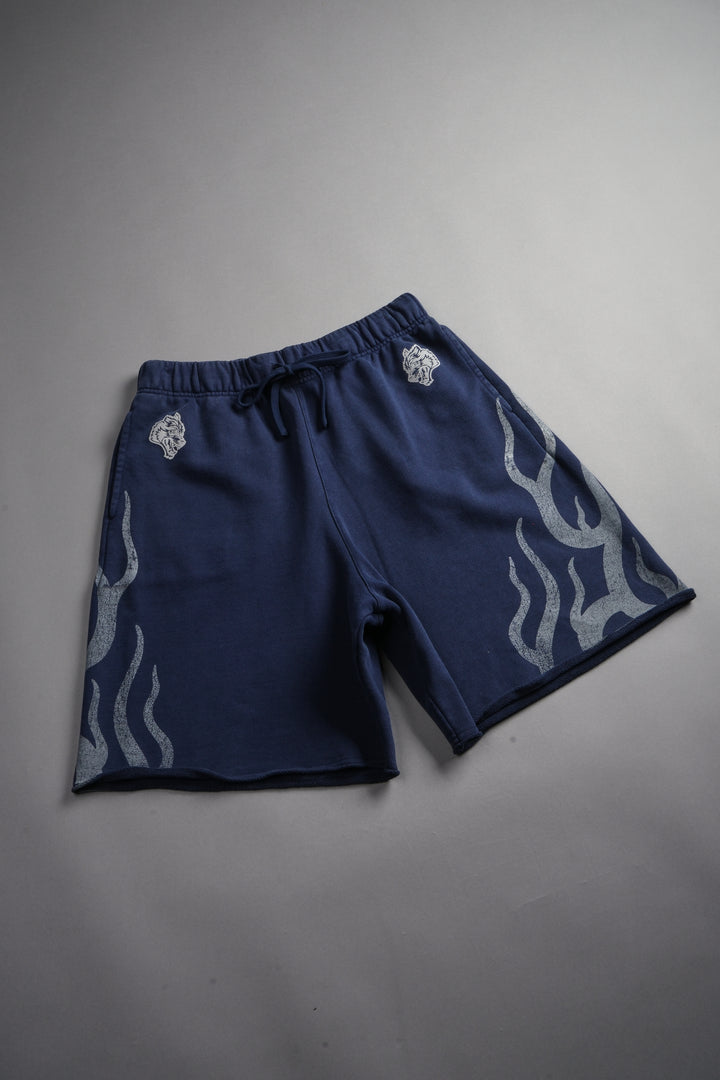 Fight Or Flight Grunge Oversized Raw Hem Post Lounge Sweat Shorts in Navy