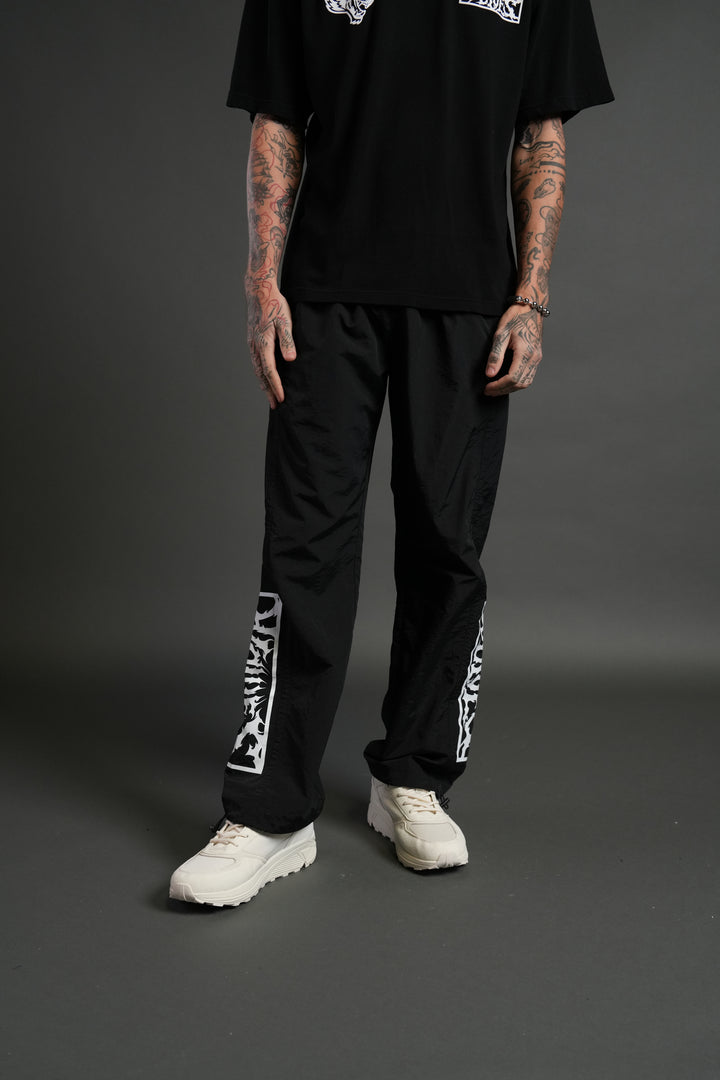 Midnight Wolves Remind Track Pants in Black/Black