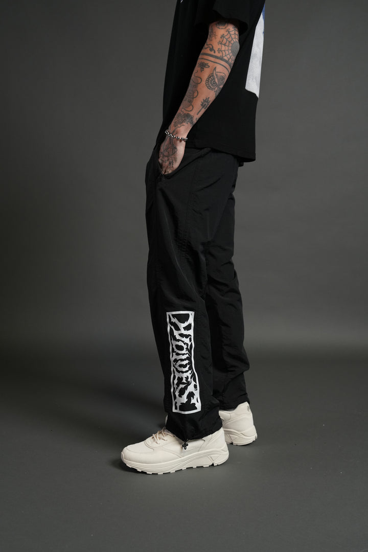 Midnight Wolves Remind Track Pants in Black/Black