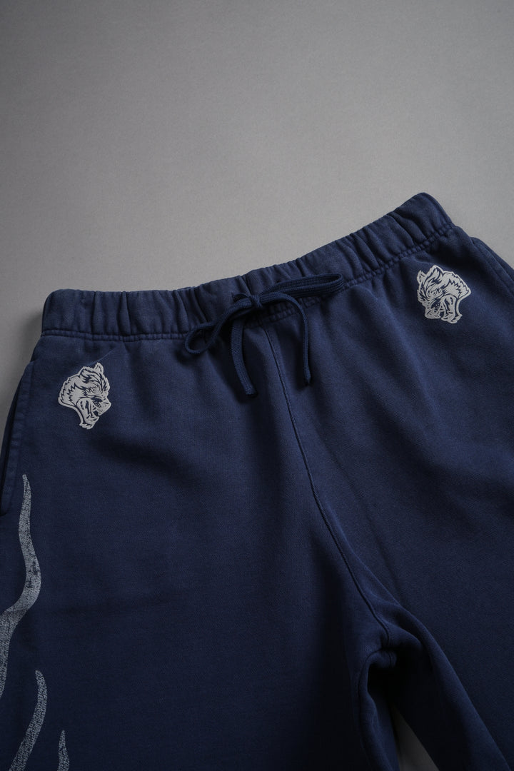 Fight Or Flight Grunge Oversized Raw Hem Post Lounge Sweat Shorts in Navy