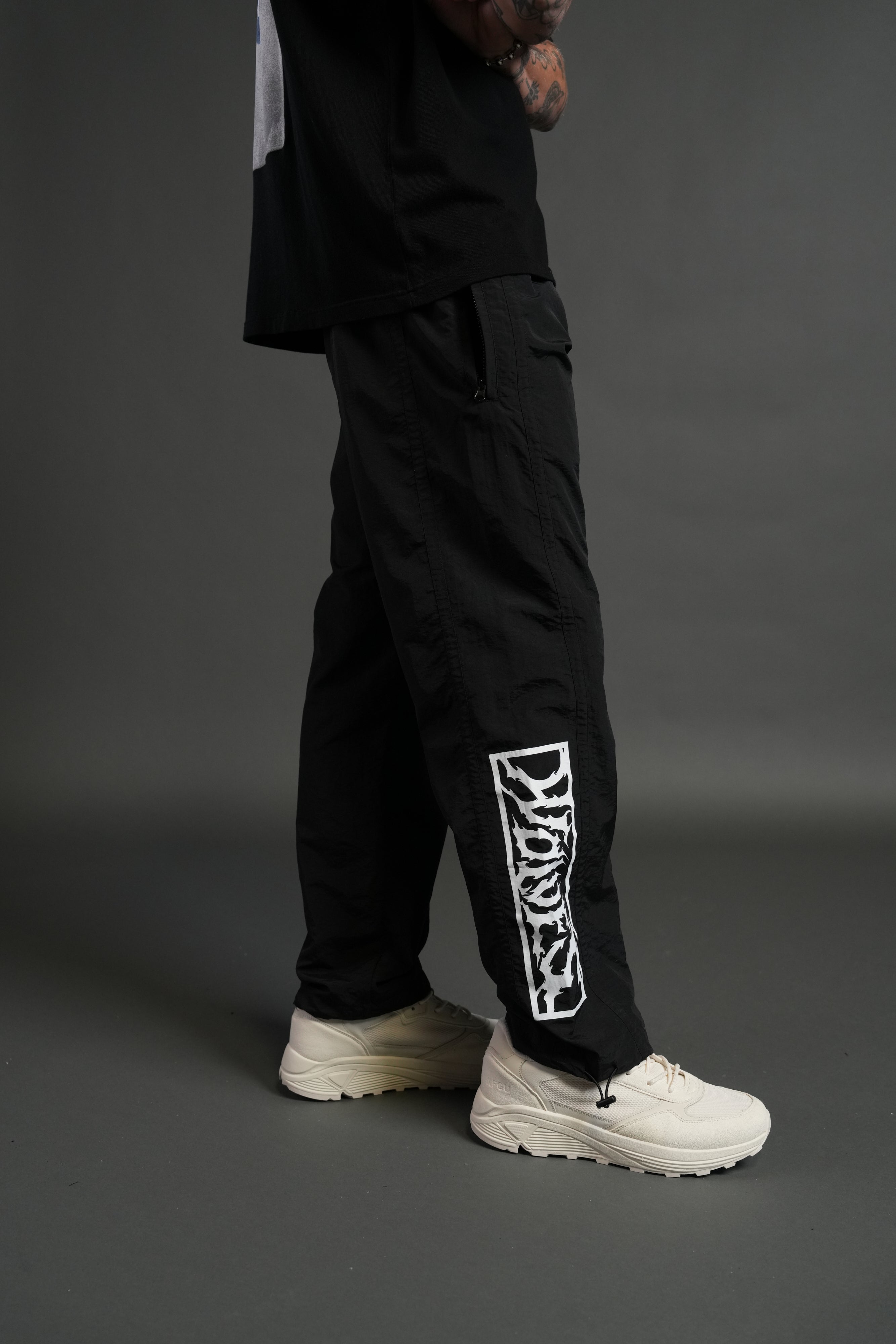 Midnight Wolves Remind Track Pants in Black/Black