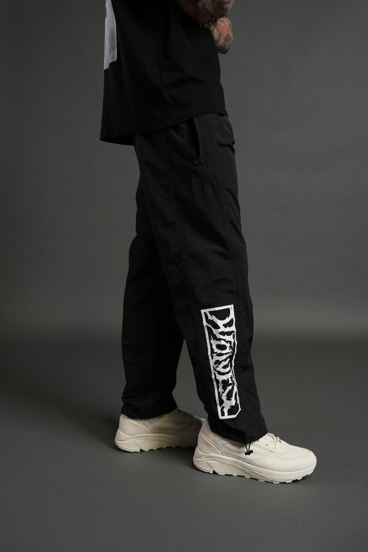 Midnight Wolves Remind Track Pants in Black/Black