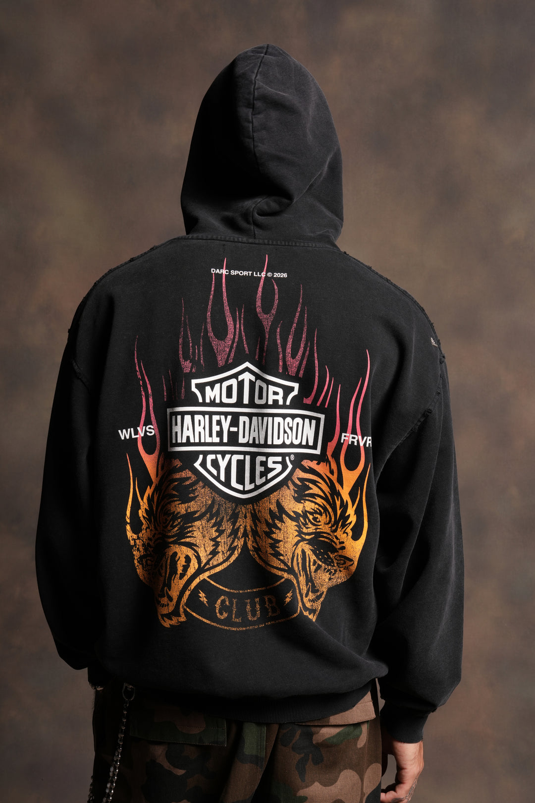 Rising Sun Grunge Moatis Hoodie in Washed Black