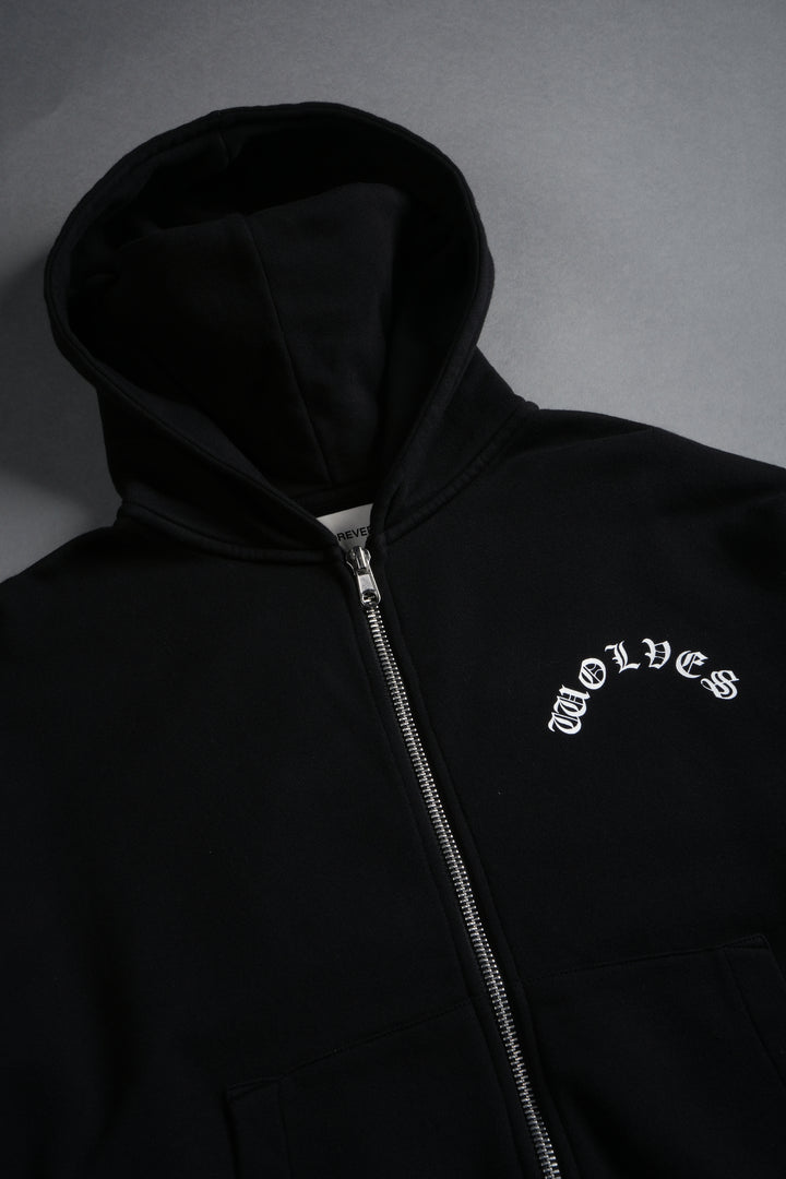 Wolf Chopper Vex Double Zip Hoodie in Black
