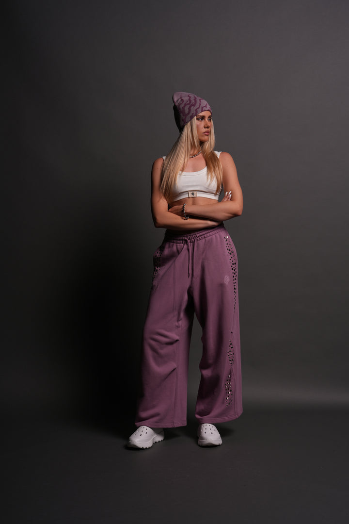Dual Stud Mia Sweat Pants in Pink Smoke