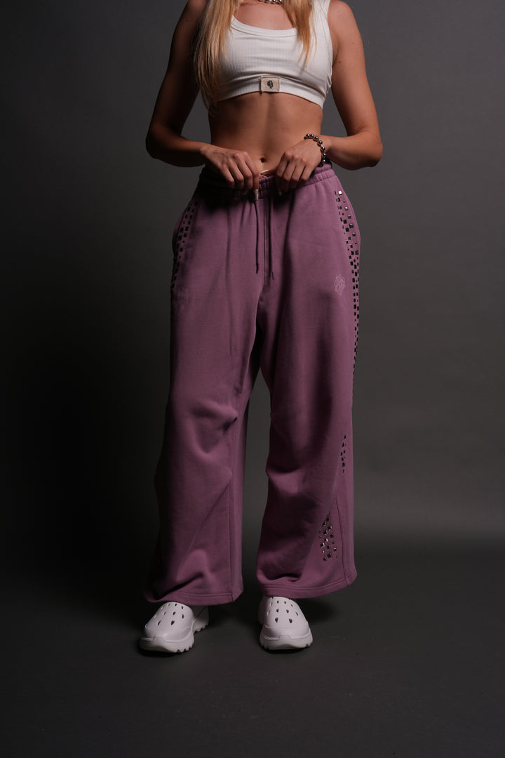 Dual Stud Mia Sweat Pants in Pink Smoke