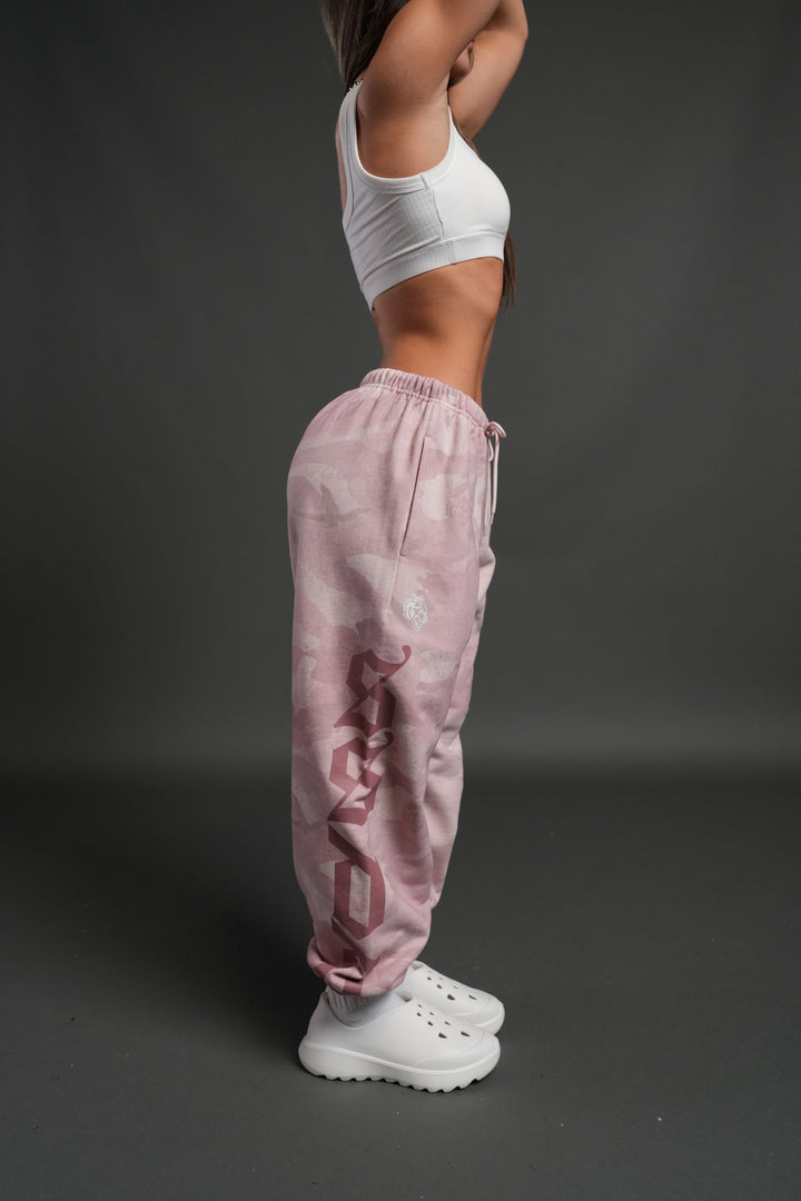 Our Mantra Unisex Lounger Sweat Pants in Blush Vintage Woodland Camo