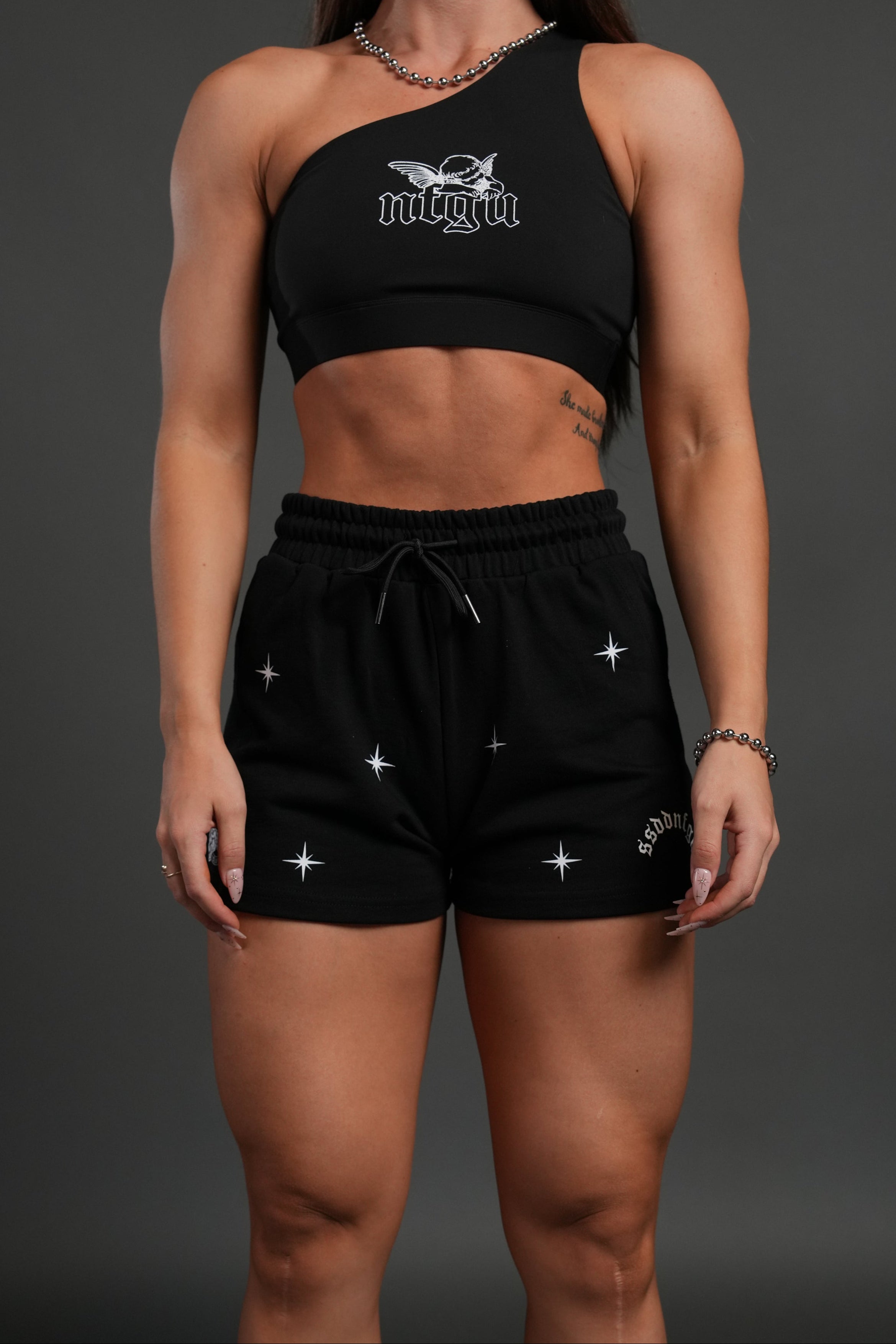 FRVR In The Stars Comfy Sweat Shorts in Black