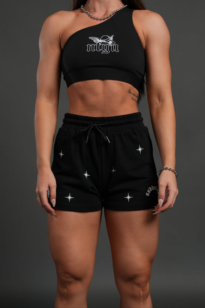 FRVR In The Stars Comfy Sweat Shorts in Black