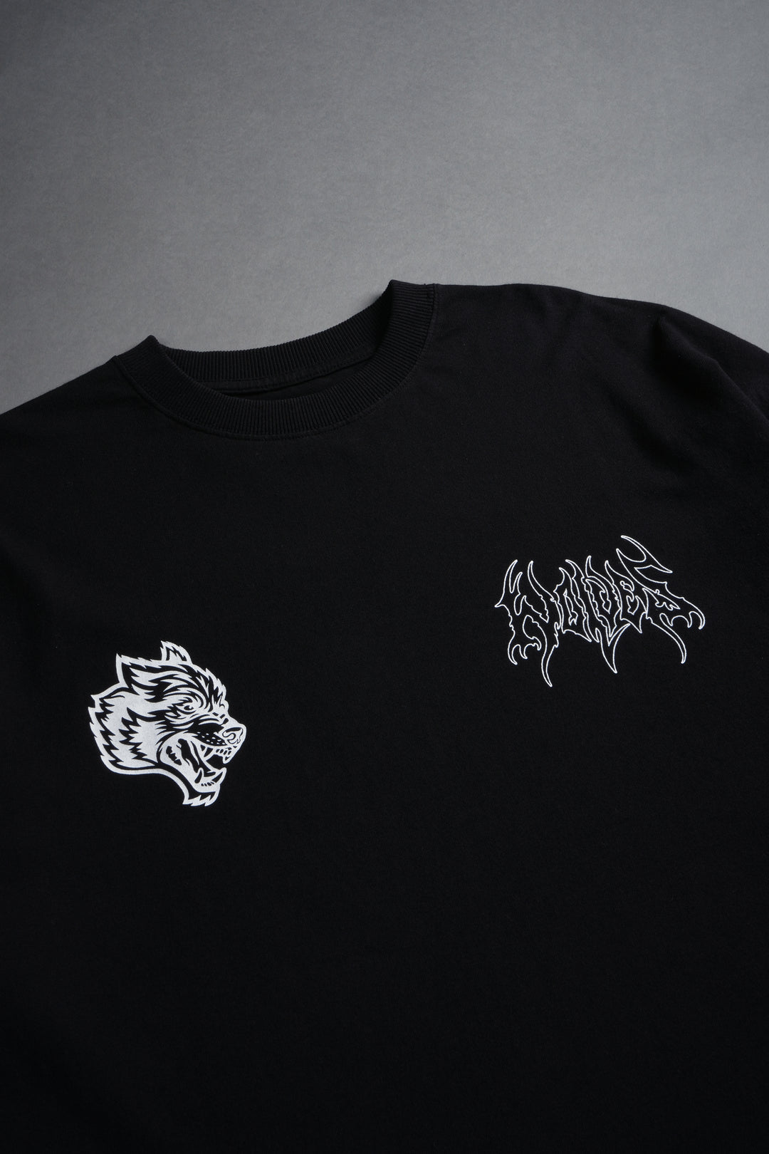 Wolves Hesh FRVR Grunge Raw Hem "Box Cut" Tee in Black