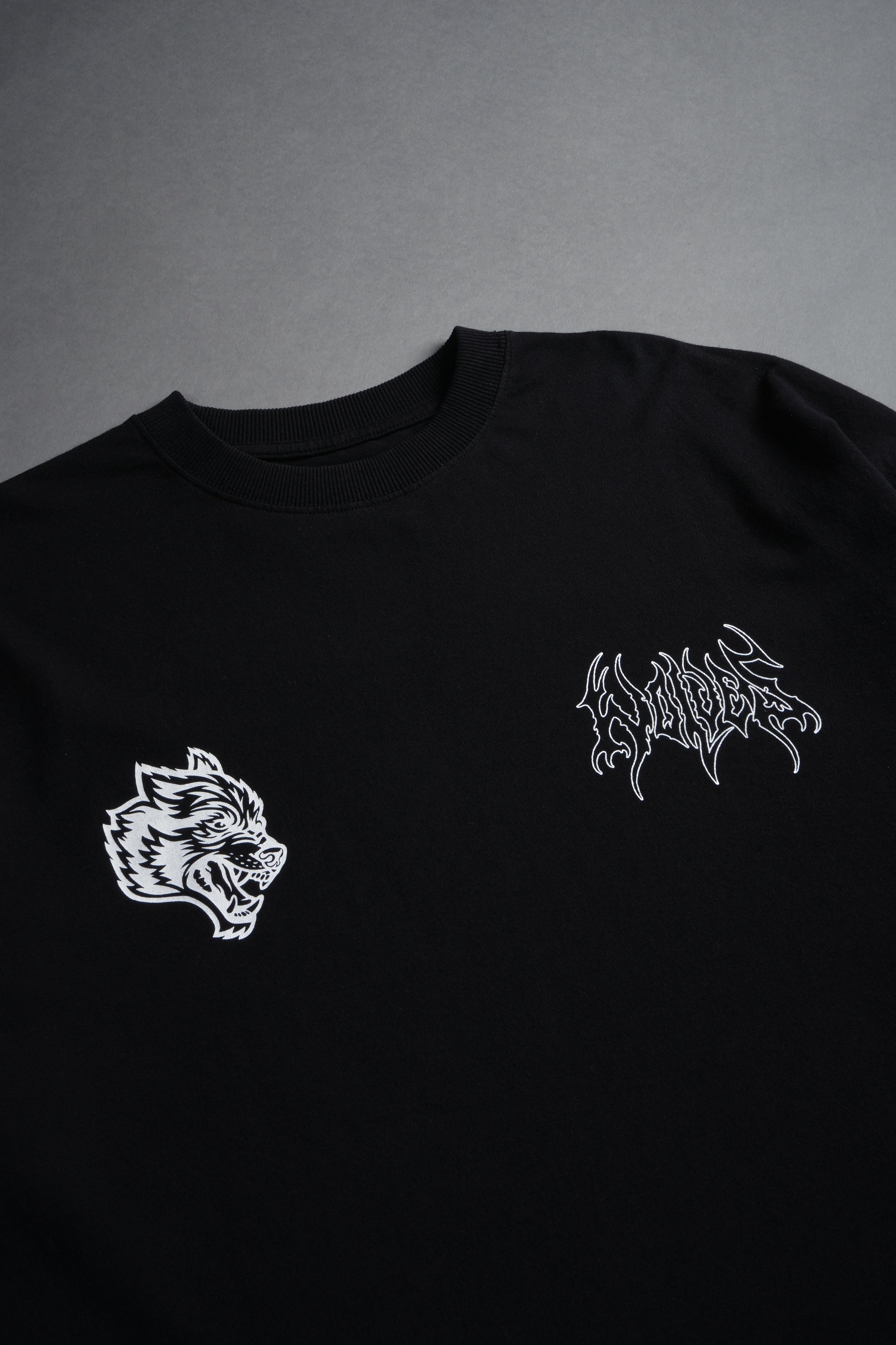 Wolves Hesh FRVR Grunge Raw Hem "Box Cut" Tee in Black